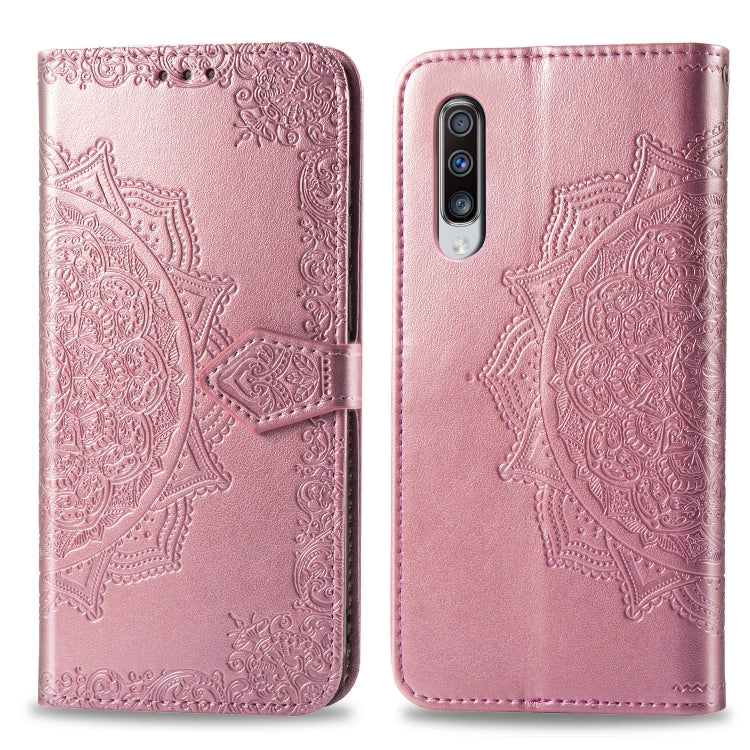For Galaxy A70 Halfway Mandala Embossing Pattern Horizontal Flip Leather Case with Holder & Card Slots & Wallet & Lanyard