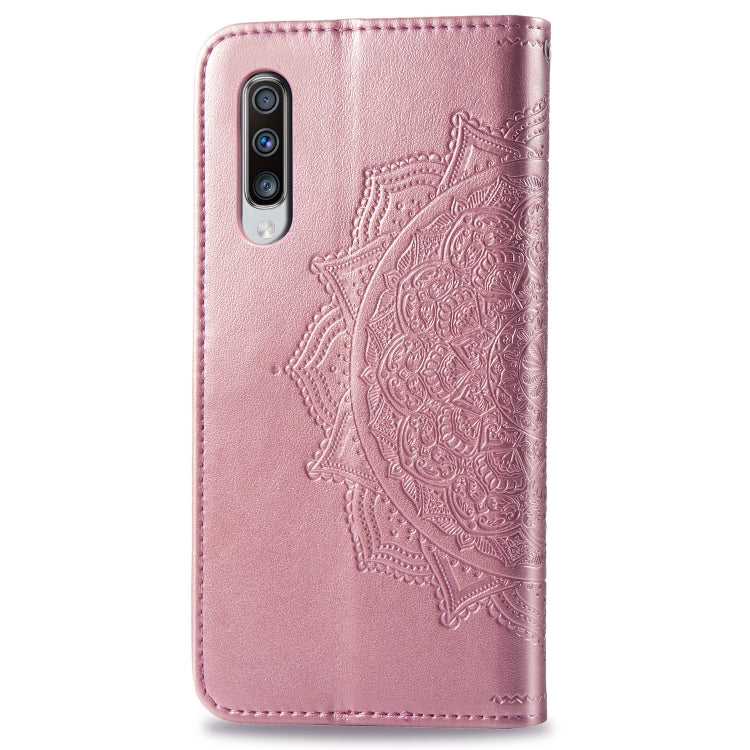 For Galaxy A70 Halfway Mandala Embossing Pattern Horizontal Flip Leather Case with Holder & Card Slots & Wallet & Lanyard