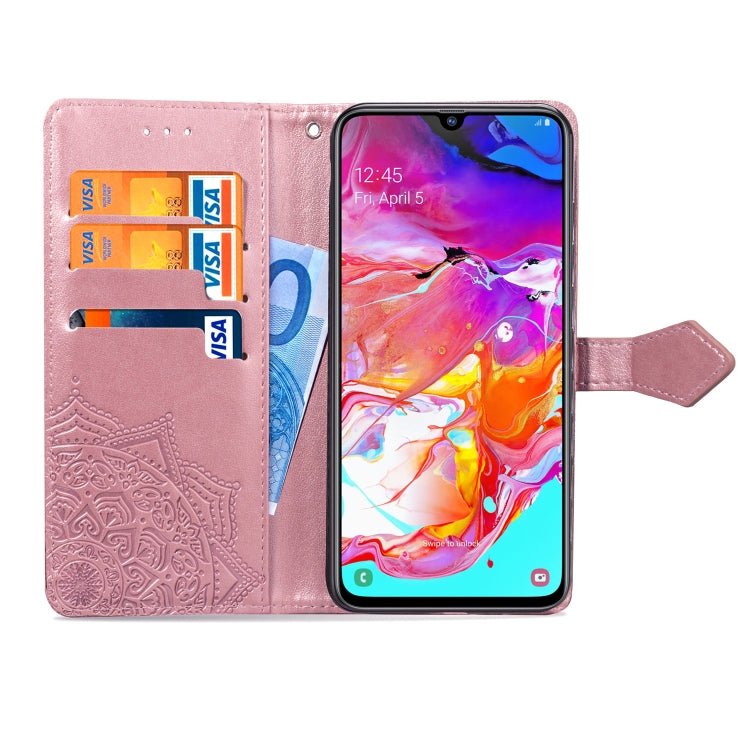 For Galaxy A70 Halfway Mandala Embossing Pattern Horizontal Flip Leather Case with Holder & Card Slots & Wallet & Lanyard