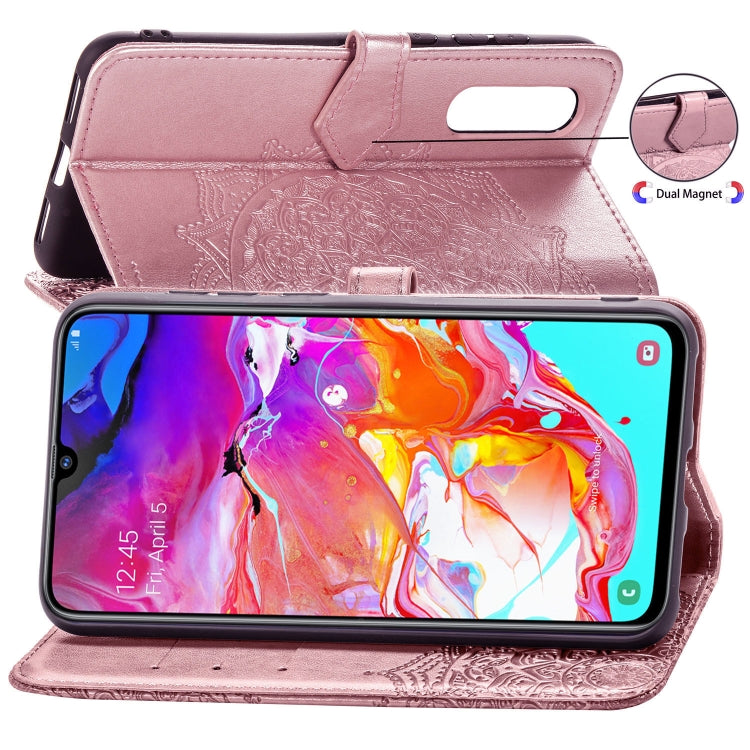 For Galaxy A70 Halfway Mandala Embossing Pattern Horizontal Flip Leather Case with Holder & Card Slots & Wallet & Lanyard