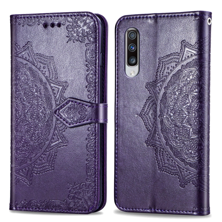 For Galaxy A70 Halfway Mandala Embossing Pattern Horizontal Flip Leather Case with Holder & Card Slots & Wallet & Lanyard