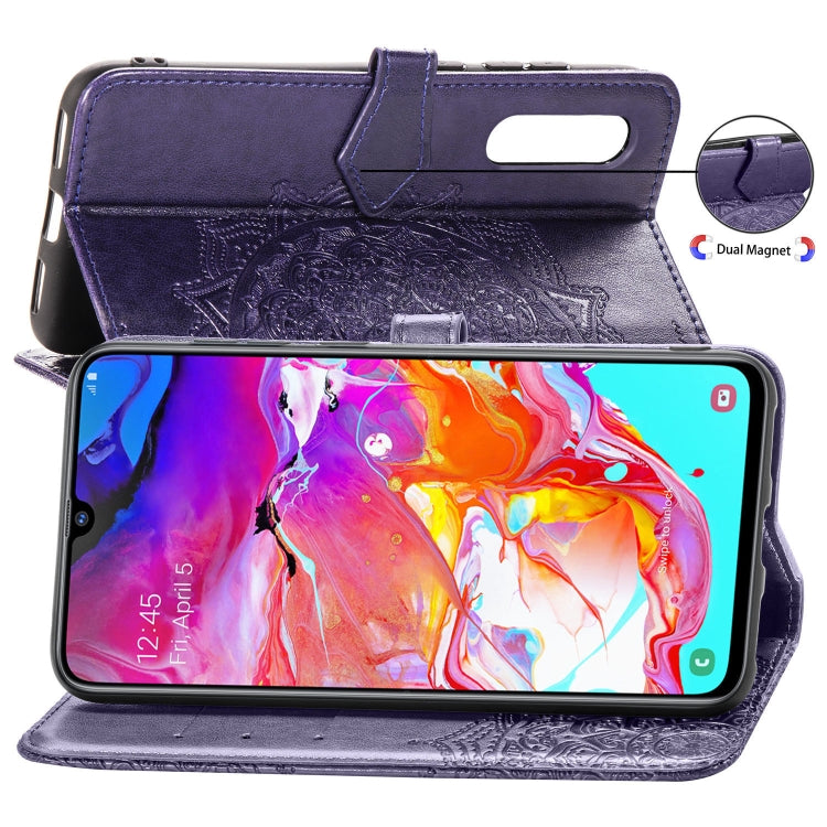 For Galaxy A70 Halfway Mandala Embossing Pattern Horizontal Flip Leather Case with Holder & Card Slots & Wallet & Lanyard