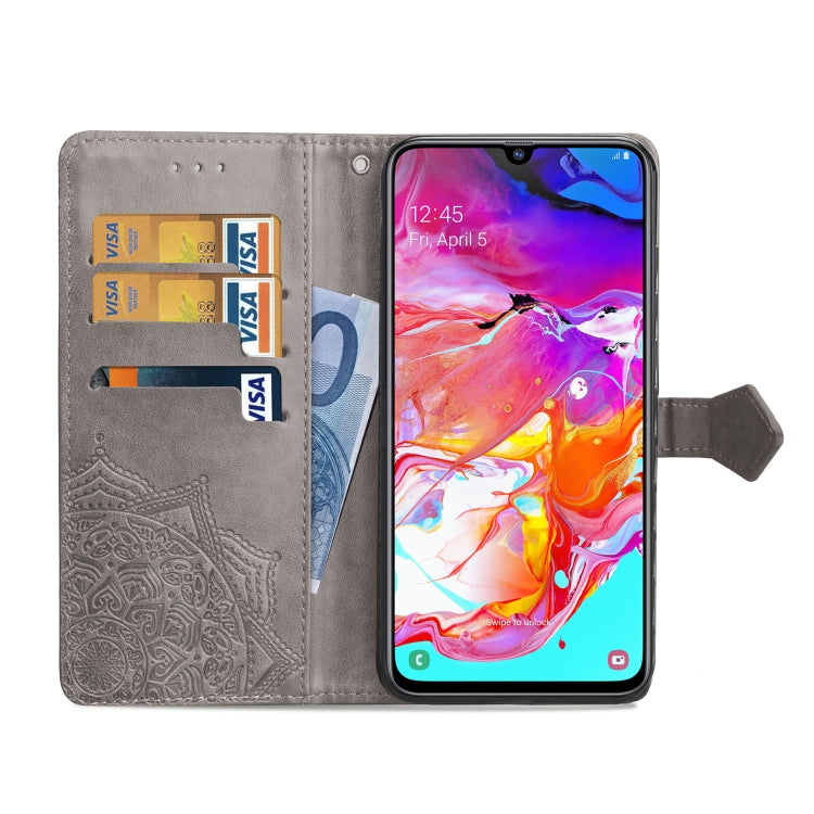 For Galaxy A70 Halfway Mandala Embossing Pattern Horizontal Flip Leather Case with Holder & Card Slots & Wallet & Lanyard