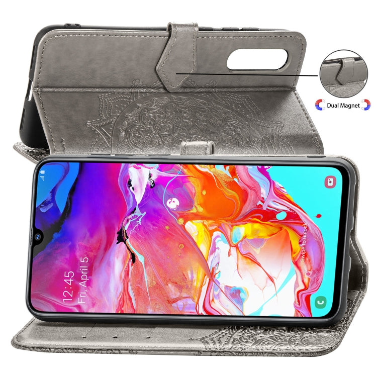 For Galaxy A70 Halfway Mandala Embossing Pattern Horizontal Flip Leather Case with Holder & Card Slots & Wallet & Lanyard
