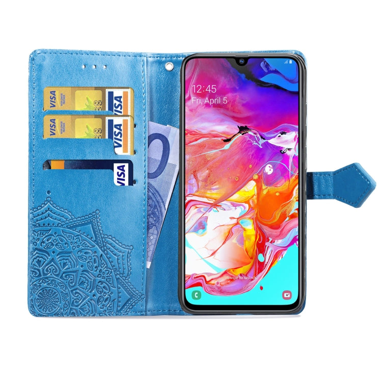 For Galaxy A70 Halfway Mandala Embossing Pattern Horizontal Flip Leather Case with Holder & Card Slots & Wallet & Lanyard