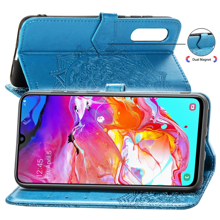 For Galaxy A70 Halfway Mandala Embossing Pattern Horizontal Flip Leather Case with Holder & Card Slots & Wallet & Lanyard