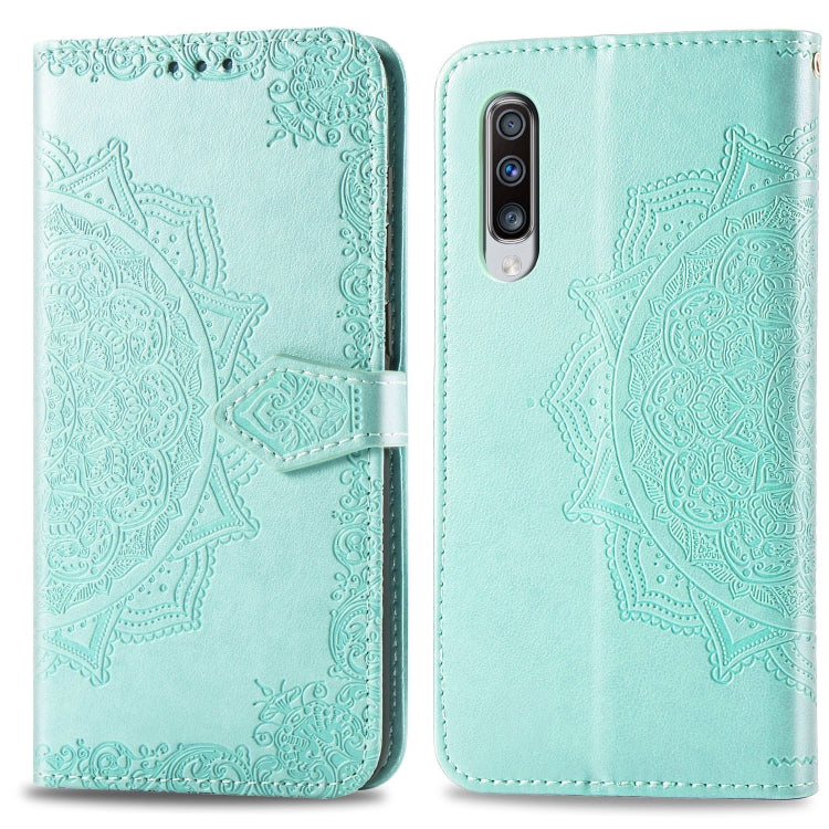 For Galaxy A70 Halfway Mandala Embossing Pattern Horizontal Flip Leather Case with Holder & Card Slots & Wallet & Lanyard