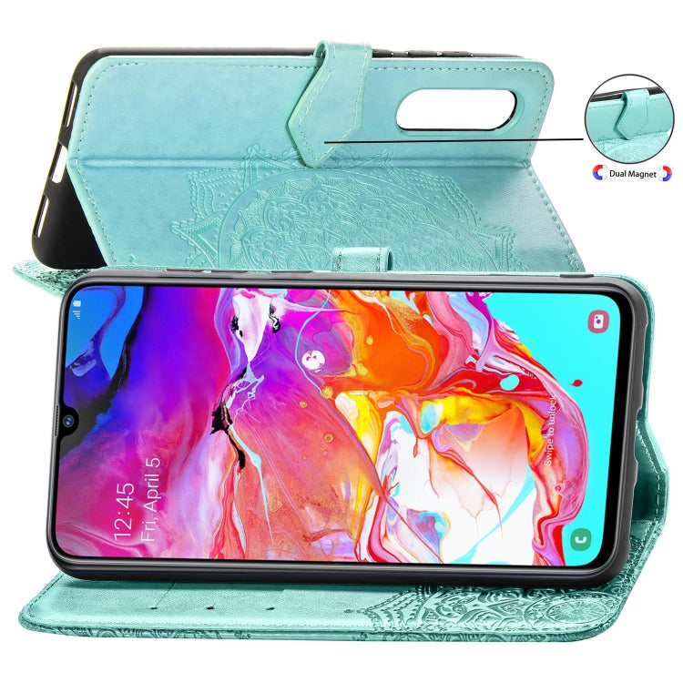 For Galaxy A70 Halfway Mandala Embossing Pattern Horizontal Flip Leather Case with Holder & Card Slots & Wallet & Lanyard