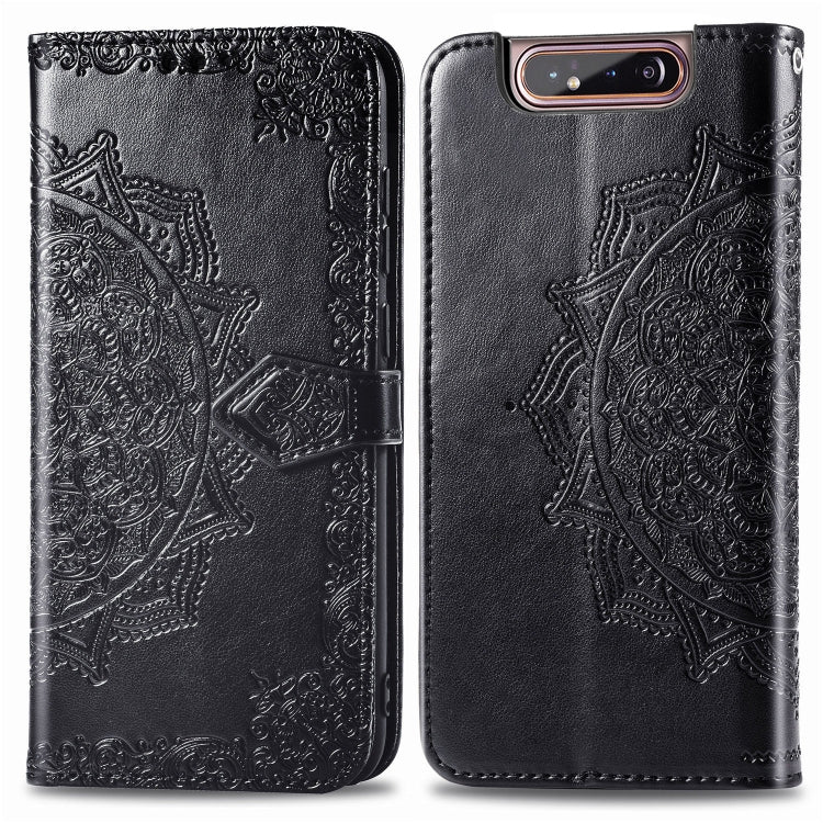 For Galaxy A80 / A90 Halfway Mandala Embossing Pattern Horizontal Flip Leather Case with Holder & Card Slots & Wallet & Lanyard