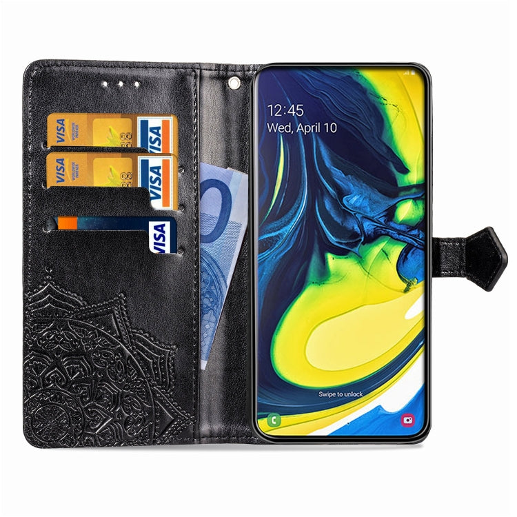For Galaxy A80 / A90 Halfway Mandala Embossing Pattern Horizontal Flip Leather Case with Holder & Card Slots & Wallet & Lanyard