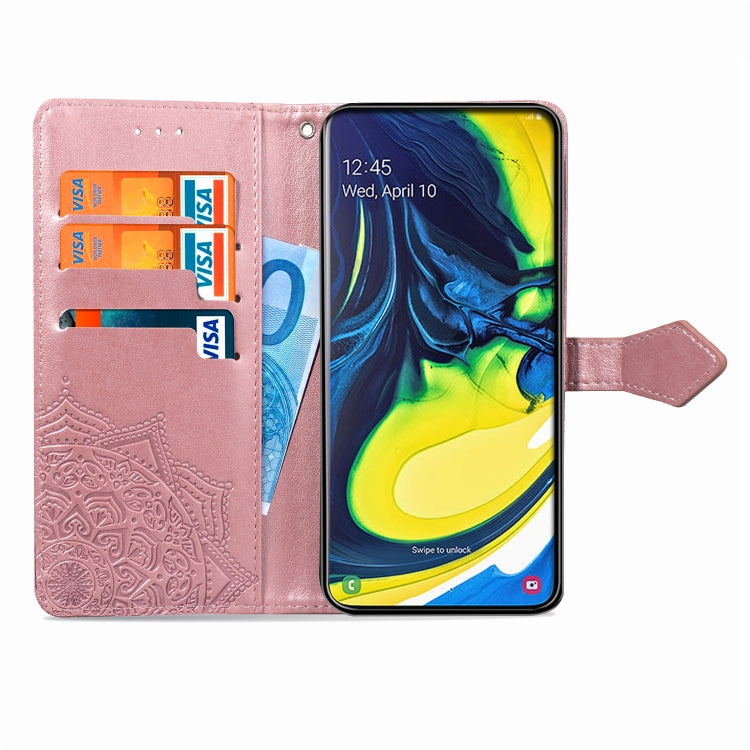 For Galaxy A80 / A90 Halfway Mandala Embossing Pattern Horizontal Flip Leather Case with Holder & Card Slots & Wallet & Lanyard