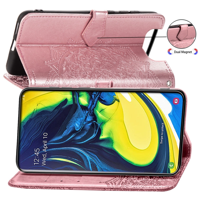 For Galaxy A80 / A90 Halfway Mandala Embossing Pattern Horizontal Flip Leather Case with Holder & Card Slots & Wallet & Lanyard