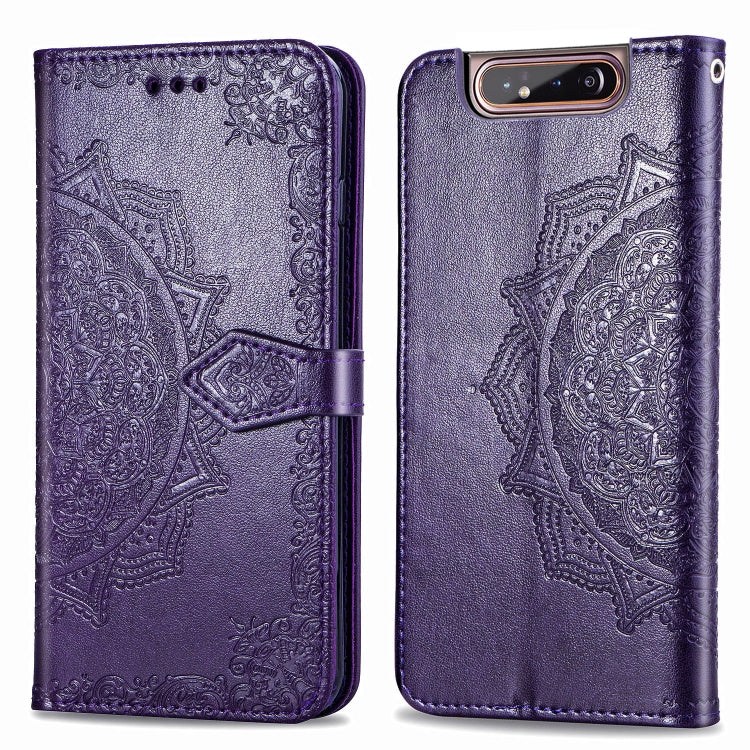 For Galaxy A80 / A90 Halfway Mandala Embossing Pattern Horizontal Flip Leather Case with Holder & Card Slots & Wallet & Lanyard