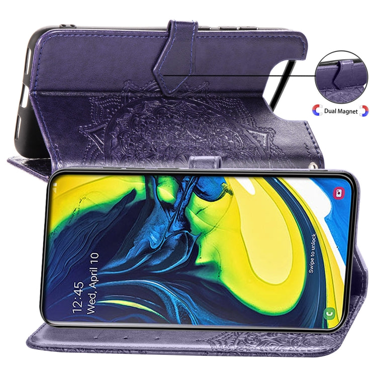 For Galaxy A80 / A90 Halfway Mandala Embossing Pattern Horizontal Flip Leather Case with Holder & Card Slots & Wallet & Lanyard