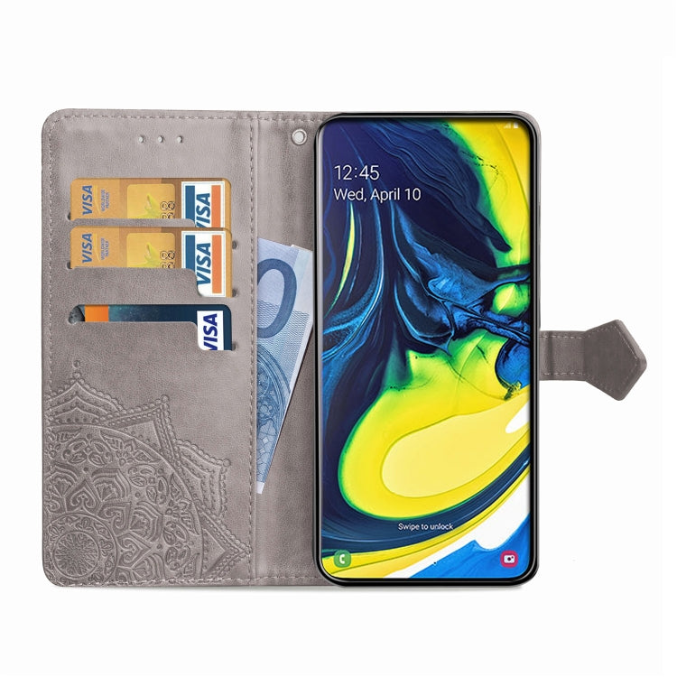 For Galaxy A80 / A90 Halfway Mandala Embossing Pattern Horizontal Flip Leather Case with Holder & Card Slots & Wallet & Lanyard
