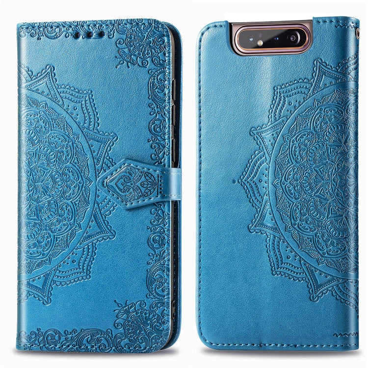 For Galaxy A80 / A90 Halfway Mandala Embossing Pattern Horizontal Flip Leather Case with Holder & Card Slots & Wallet & Lanyard