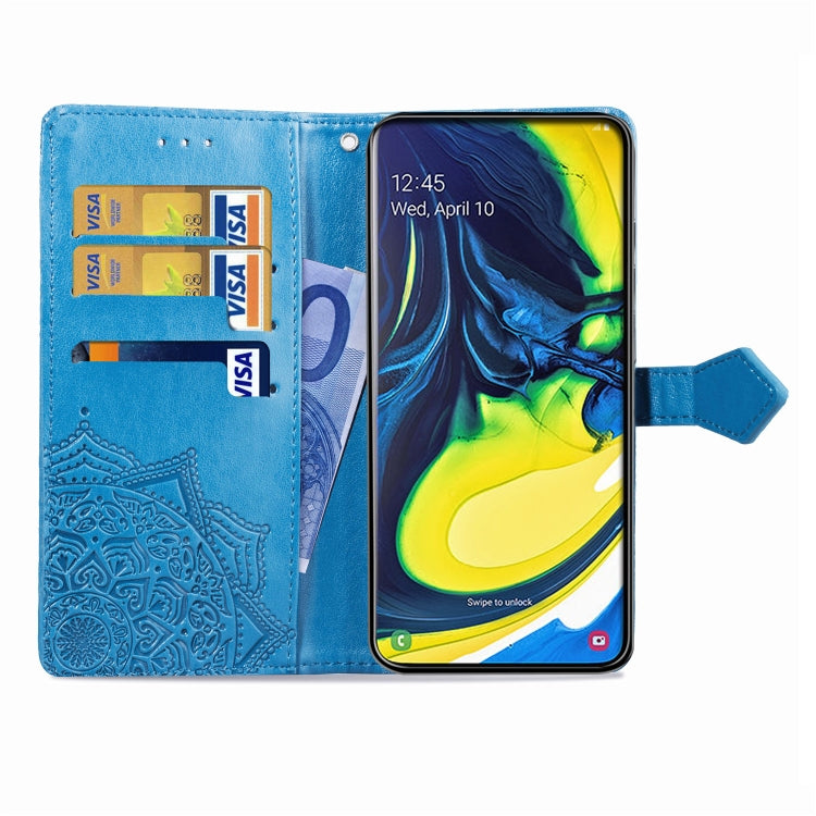 For Galaxy A80 / A90 Halfway Mandala Embossing Pattern Horizontal Flip Leather Case with Holder & Card Slots & Wallet & Lanyard