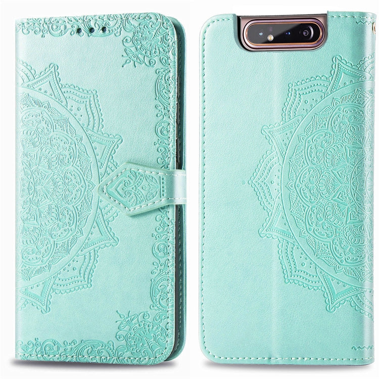 For Galaxy A80 / A90 Halfway Mandala Embossing Pattern Horizontal Flip Leather Case with Holder & Card Slots & Wallet & Lanyard