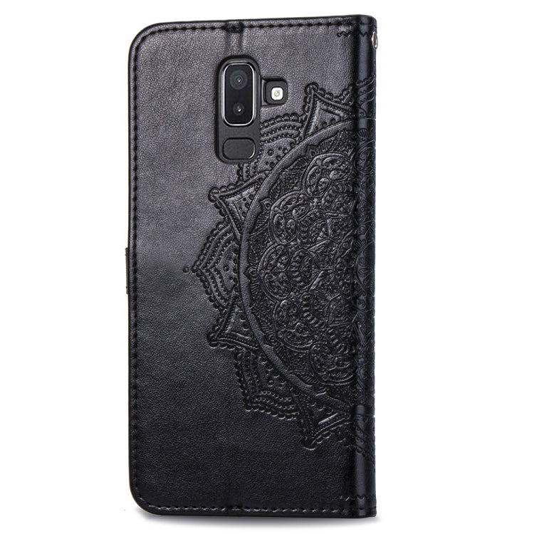 For Galaxy J8+ Halfway Mandala Embossing Pattern Horizontal Flip Leather Case with Holder & Card Slots & Wallet & Lanyard