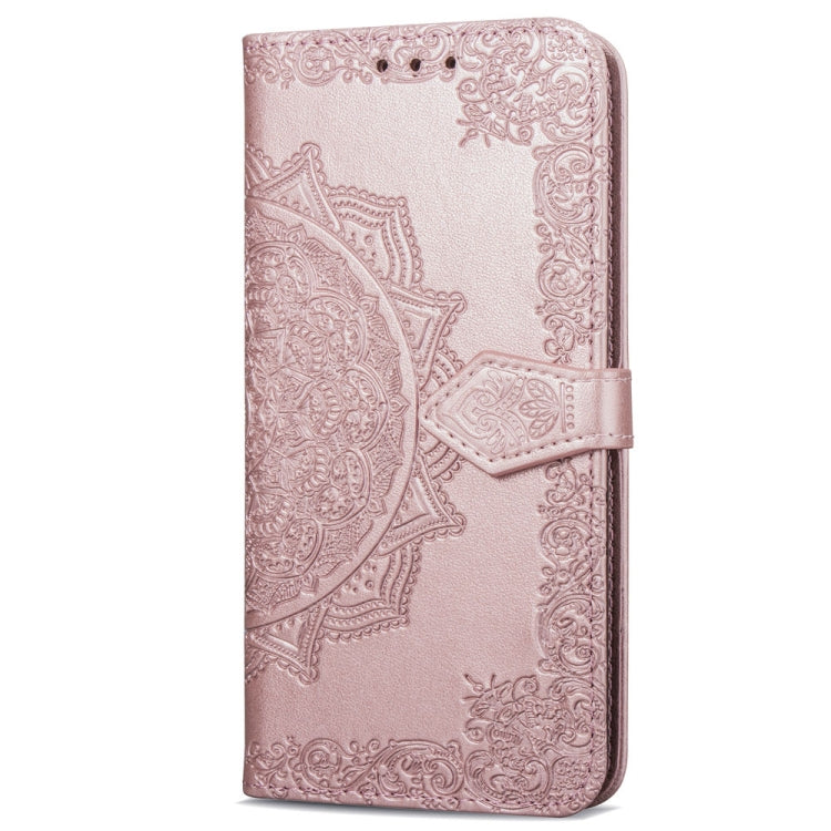 For Galaxy J8+ Halfway Mandala Embossing Pattern Horizontal Flip Leather Case with Holder & Card Slots & Wallet & Lanyard