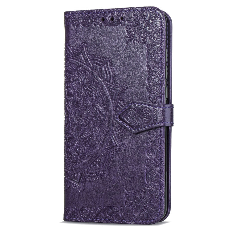For Galaxy J8+ Halfway Mandala Embossing Pattern Horizontal Flip Leather Case with Holder & Card Slots & Wallet & Lanyard