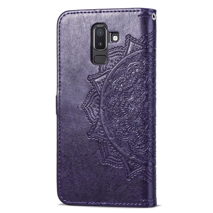 For Galaxy J8+ Halfway Mandala Embossing Pattern Horizontal Flip Leather Case with Holder & Card Slots & Wallet & Lanyard