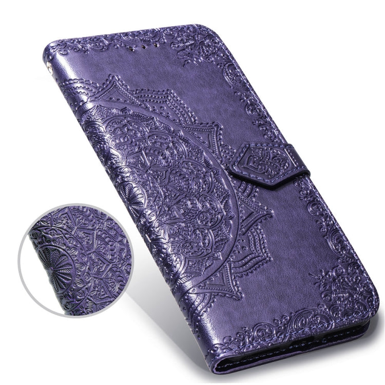 For Galaxy J8+ Halfway Mandala Embossing Pattern Horizontal Flip Leather Case with Holder & Card Slots & Wallet & Lanyard