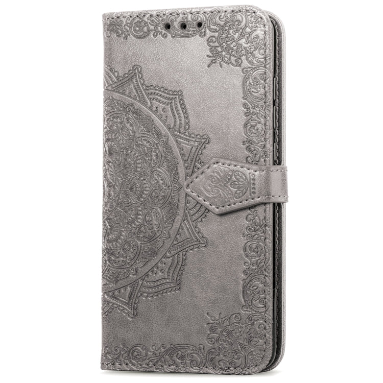 For Galaxy J8+ Halfway Mandala Embossing Pattern Horizontal Flip Leather Case with Holder & Card Slots & Wallet & Lanyard