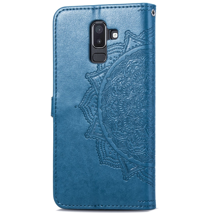 For Galaxy J8+ Halfway Mandala Embossing Pattern Horizontal Flip Leather Case with Holder & Card Slots & Wallet & Lanyard