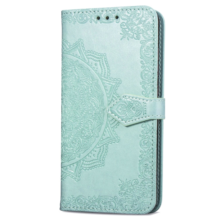 For Galaxy J8+ Halfway Mandala Embossing Pattern Horizontal Flip Leather Case with Holder & Card Slots & Wallet & Lanyard