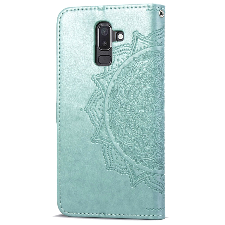 For Galaxy J8+ Halfway Mandala Embossing Pattern Horizontal Flip Leather Case with Holder & Card Slots & Wallet & Lanyard