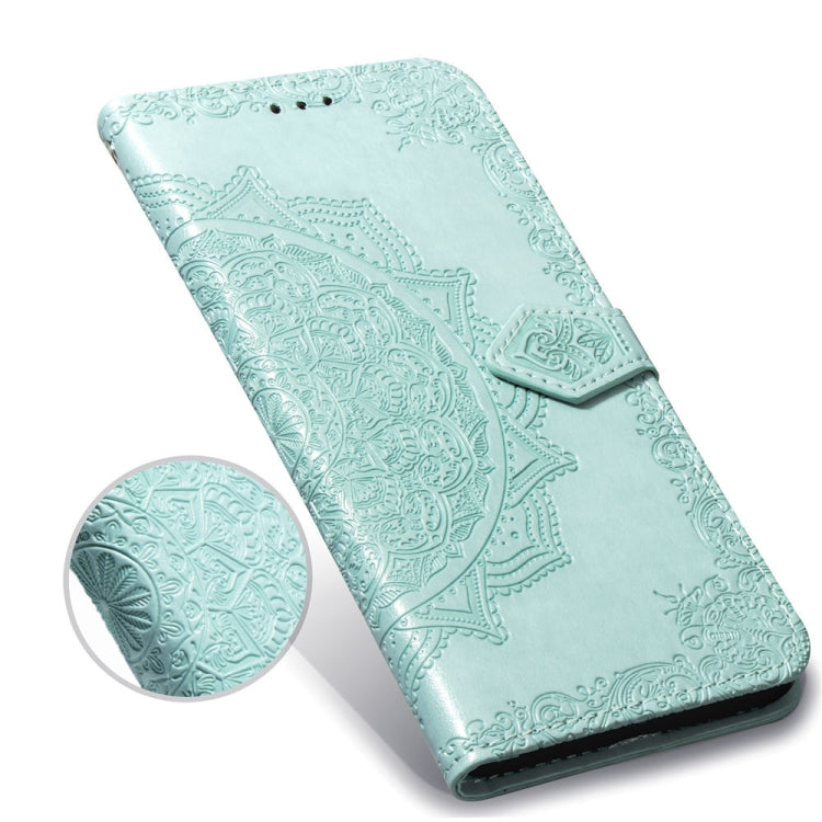 For Galaxy J8+ Halfway Mandala Embossing Pattern Horizontal Flip Leather Case with Holder & Card Slots & Wallet & Lanyard