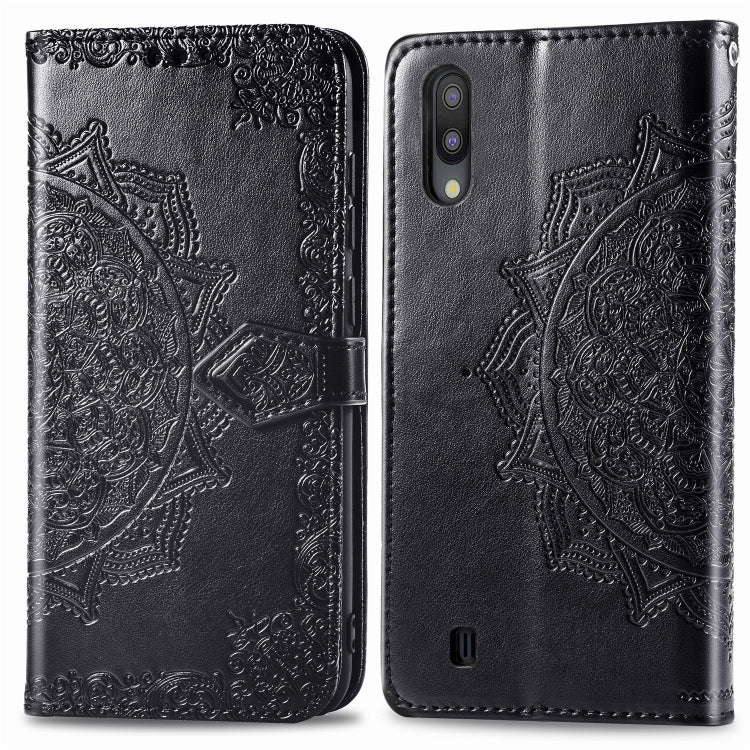 For Galaxy M10 Halfway Mandala Embossing Pattern Horizontal Flip Leather Case with Holder & Card Slots & Wallet & Lanyard