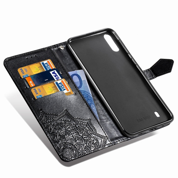 For Galaxy M10 Halfway Mandala Embossing Pattern Horizontal Flip Leather Case with Holder & Card Slots & Wallet & Lanyard