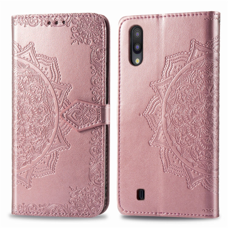 For Galaxy M10 Halfway Mandala Embossing Pattern Horizontal Flip Leather Case with Holder & Card Slots & Wallet & Lanyard