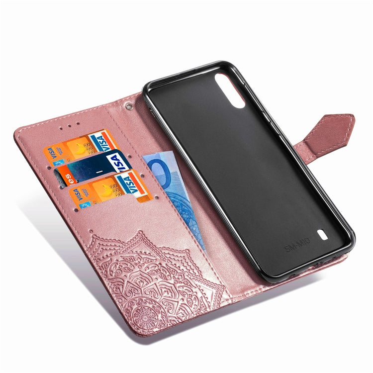 For Galaxy M10 Halfway Mandala Embossing Pattern Horizontal Flip Leather Case with Holder & Card Slots & Wallet & Lanyard