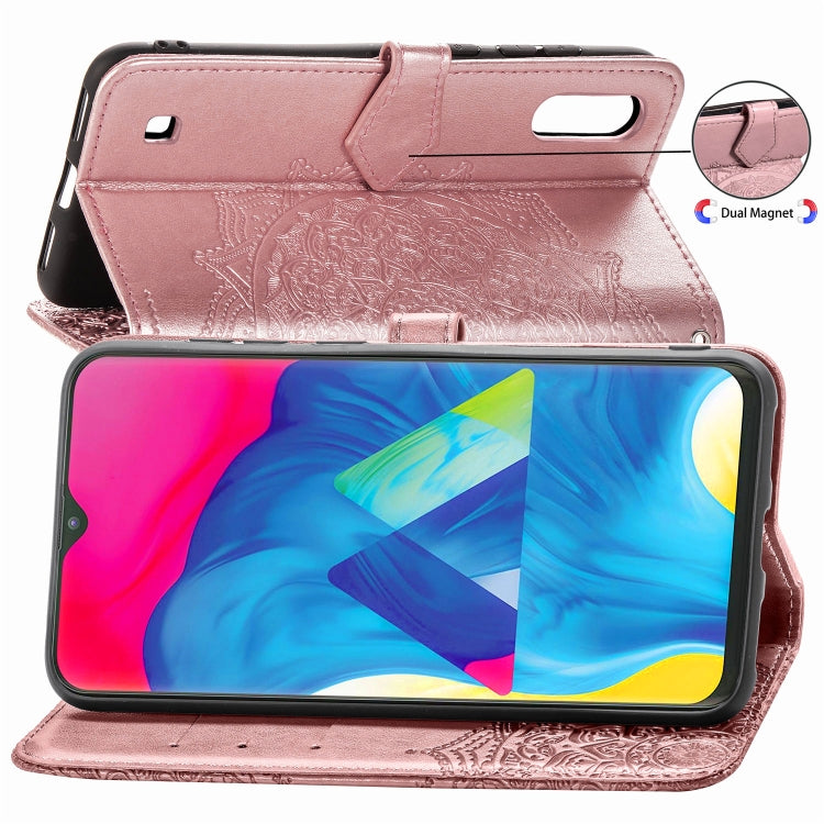 For Galaxy M10 Halfway Mandala Embossing Pattern Horizontal Flip Leather Case with Holder & Card Slots & Wallet & Lanyard