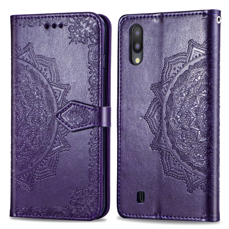 For Galaxy M10 Halfway Mandala Embossing Pattern Horizontal Flip Leather Case with Holder & Card Slots & Wallet & Lanyard