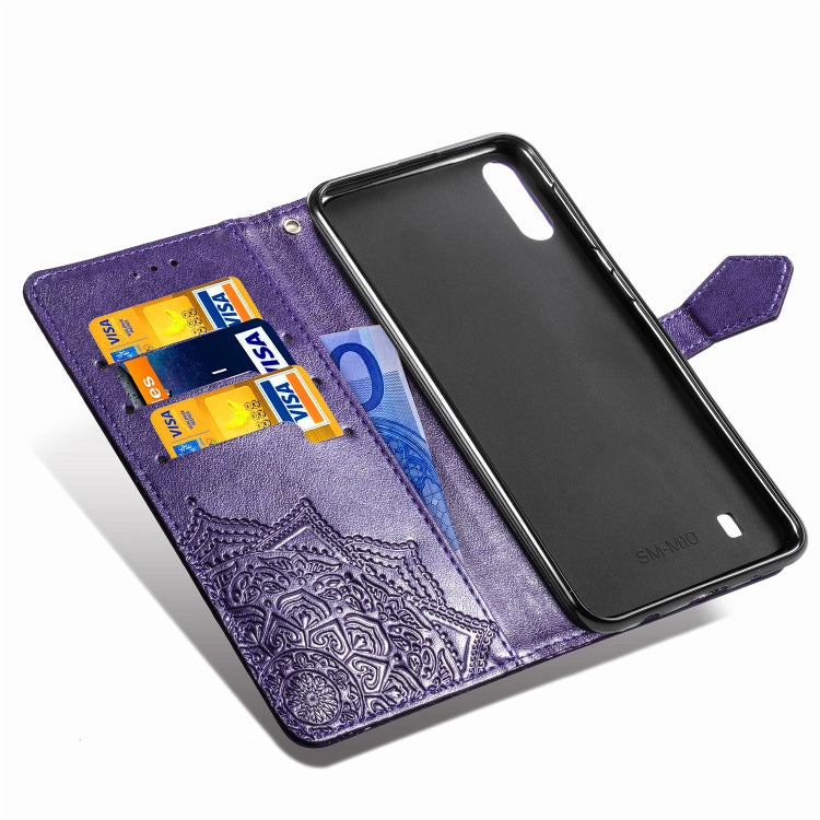 For Galaxy M10 Halfway Mandala Embossing Pattern Horizontal Flip Leather Case with Holder & Card Slots & Wallet & Lanyard