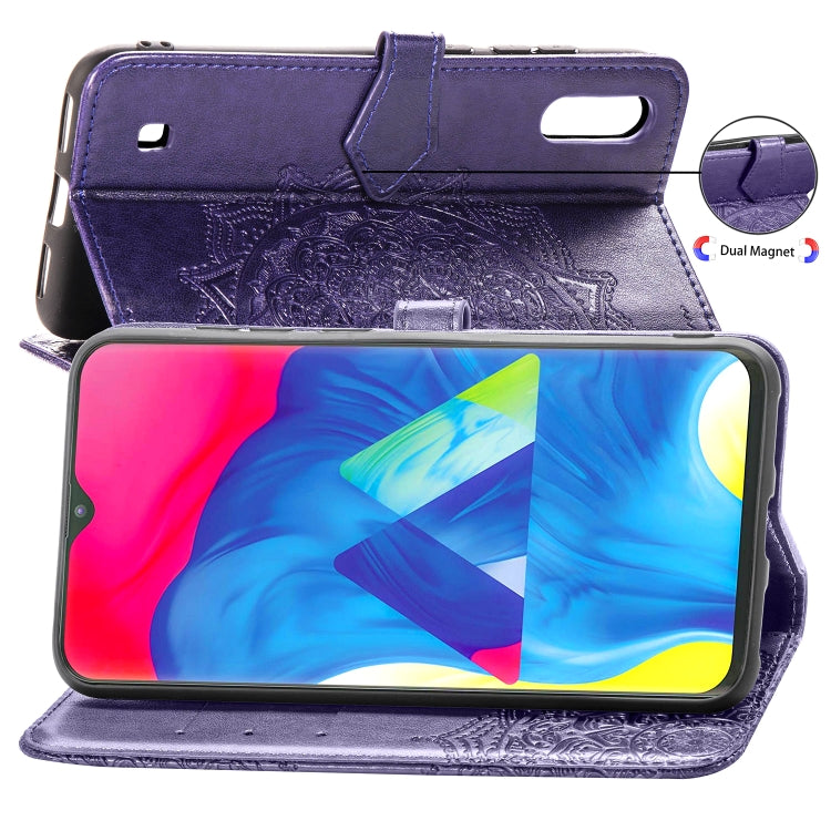 For Galaxy M10 Halfway Mandala Embossing Pattern Horizontal Flip Leather Case with Holder & Card Slots & Wallet & Lanyard