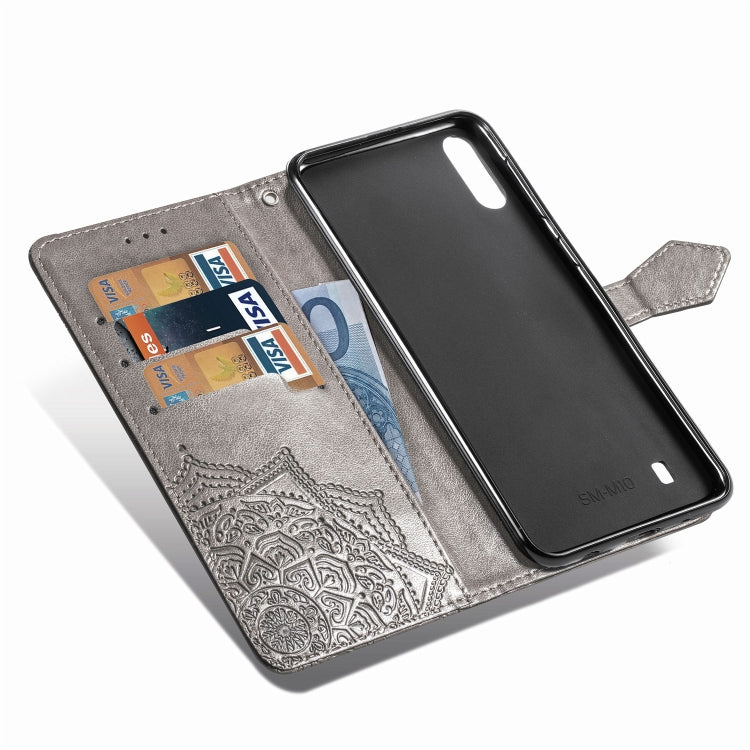 For Galaxy M10 Halfway Mandala Embossing Pattern Horizontal Flip Leather Case with Holder & Card Slots & Wallet & Lanyard