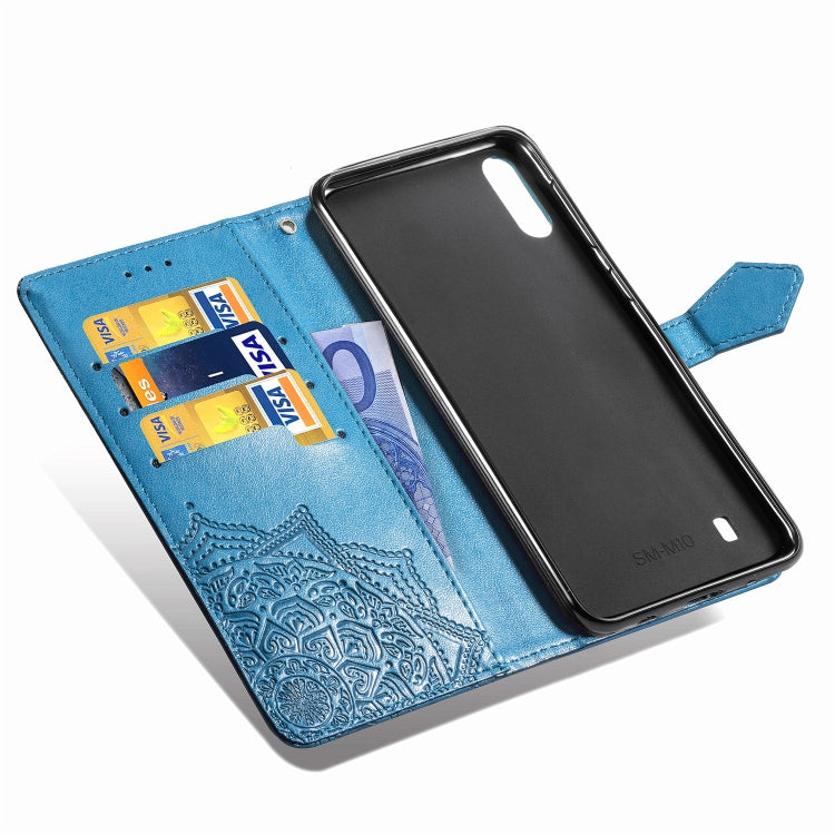 For Galaxy M10 Halfway Mandala Embossing Pattern Horizontal Flip Leather Case with Holder & Card Slots & Wallet & Lanyard