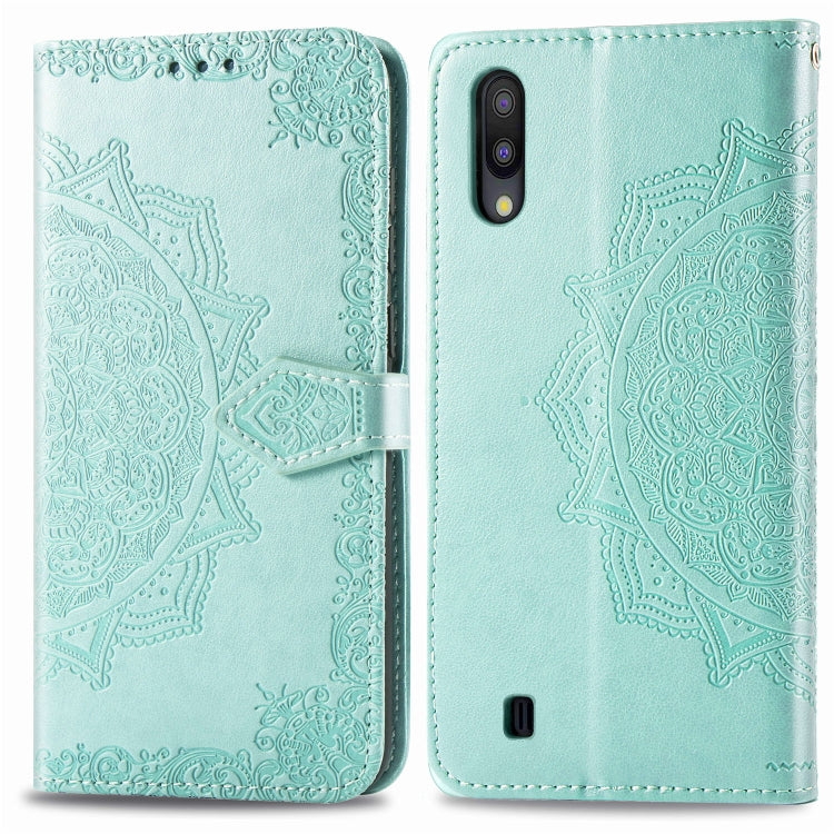 For Galaxy M10 Halfway Mandala Embossing Pattern Horizontal Flip Leather Case with Holder & Card Slots & Wallet & Lanyard
