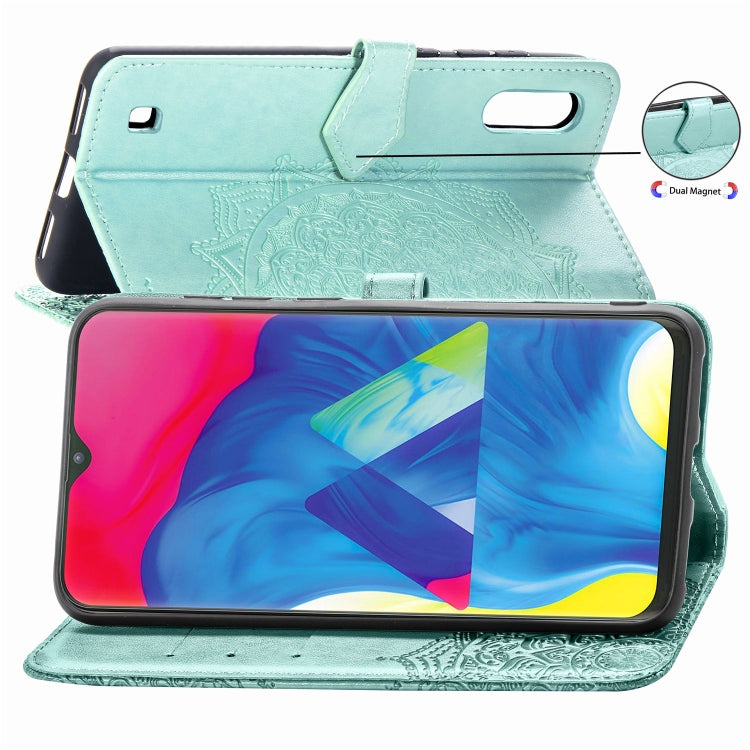 For Galaxy M10 Halfway Mandala Embossing Pattern Horizontal Flip Leather Case with Holder & Card Slots & Wallet & Lanyard