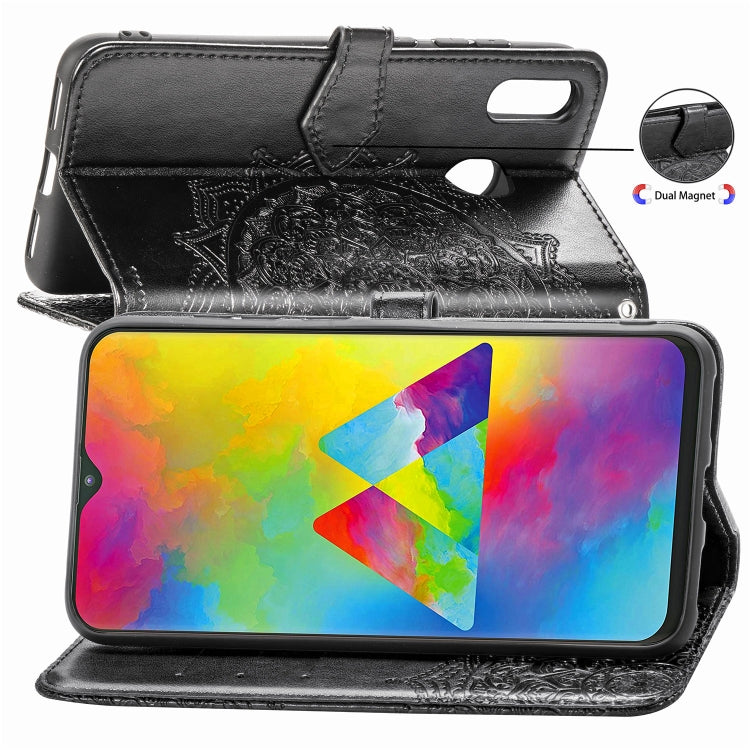For Galaxy M20 Halfway Mandala Embossing Pattern Horizontal Flip Leather Case with Holder & Card Slots & Wallet & Lanyard