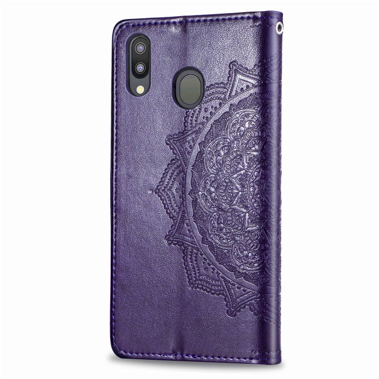 For Galaxy M20 Halfway Mandala Embossing Pattern Horizontal Flip Leather Case with Holder & Card Slots & Wallet & Lanyard