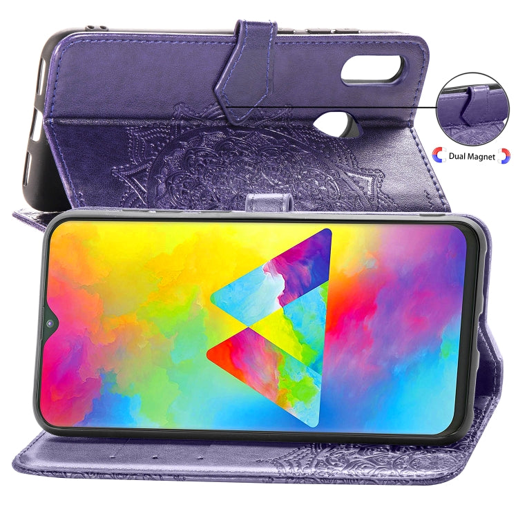 For Galaxy M20 Halfway Mandala Embossing Pattern Horizontal Flip Leather Case with Holder & Card Slots & Wallet & Lanyard