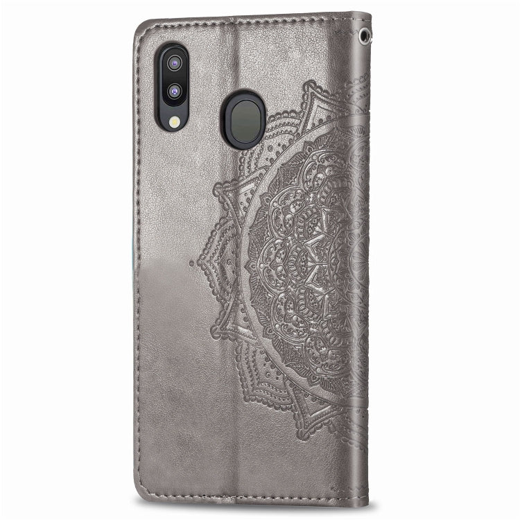 For Galaxy M20 Halfway Mandala Embossing Pattern Horizontal Flip Leather Case with Holder & Card Slots & Wallet & Lanyard