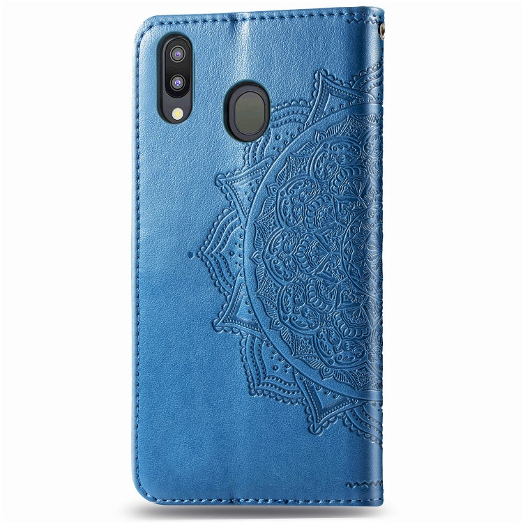 For Galaxy M20 Halfway Mandala Embossing Pattern Horizontal Flip Leather Case with Holder & Card Slots & Wallet & Lanyard
