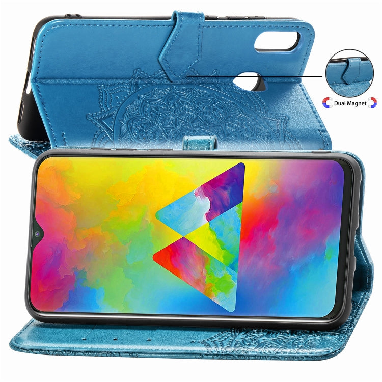 For Galaxy M20 Halfway Mandala Embossing Pattern Horizontal Flip Leather Case with Holder & Card Slots & Wallet & Lanyard